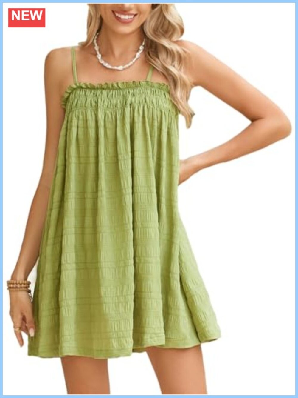 Sleeveless Babydoll Mini Dress, Spaghetti Strap Swing Dress, Flowy Summer Dress